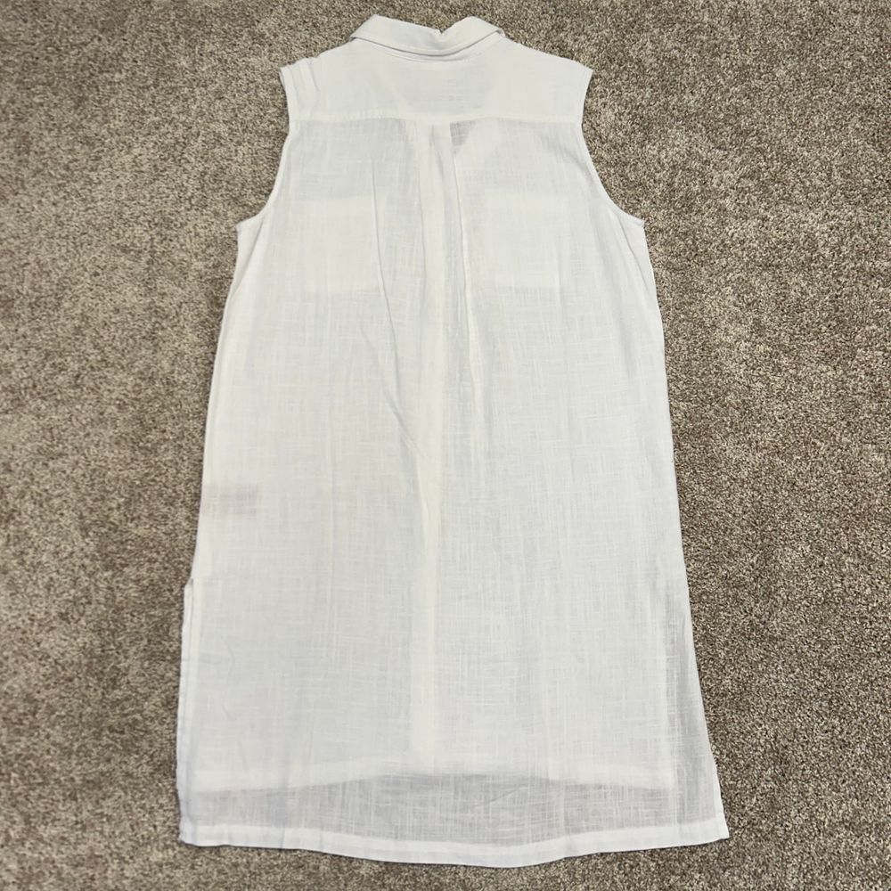 Philosophy Linen Blend Sleeveless Shirt Collared Dress Women Size Medium White - Picture 7 of 9